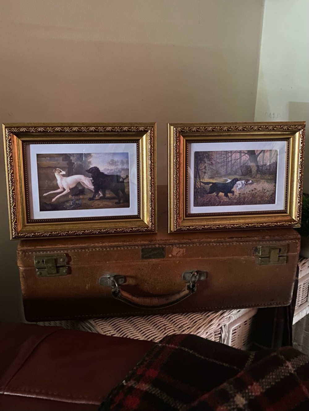 Pair of Framed Vintage Dog Art Set of 2- English  Heritage Decor
